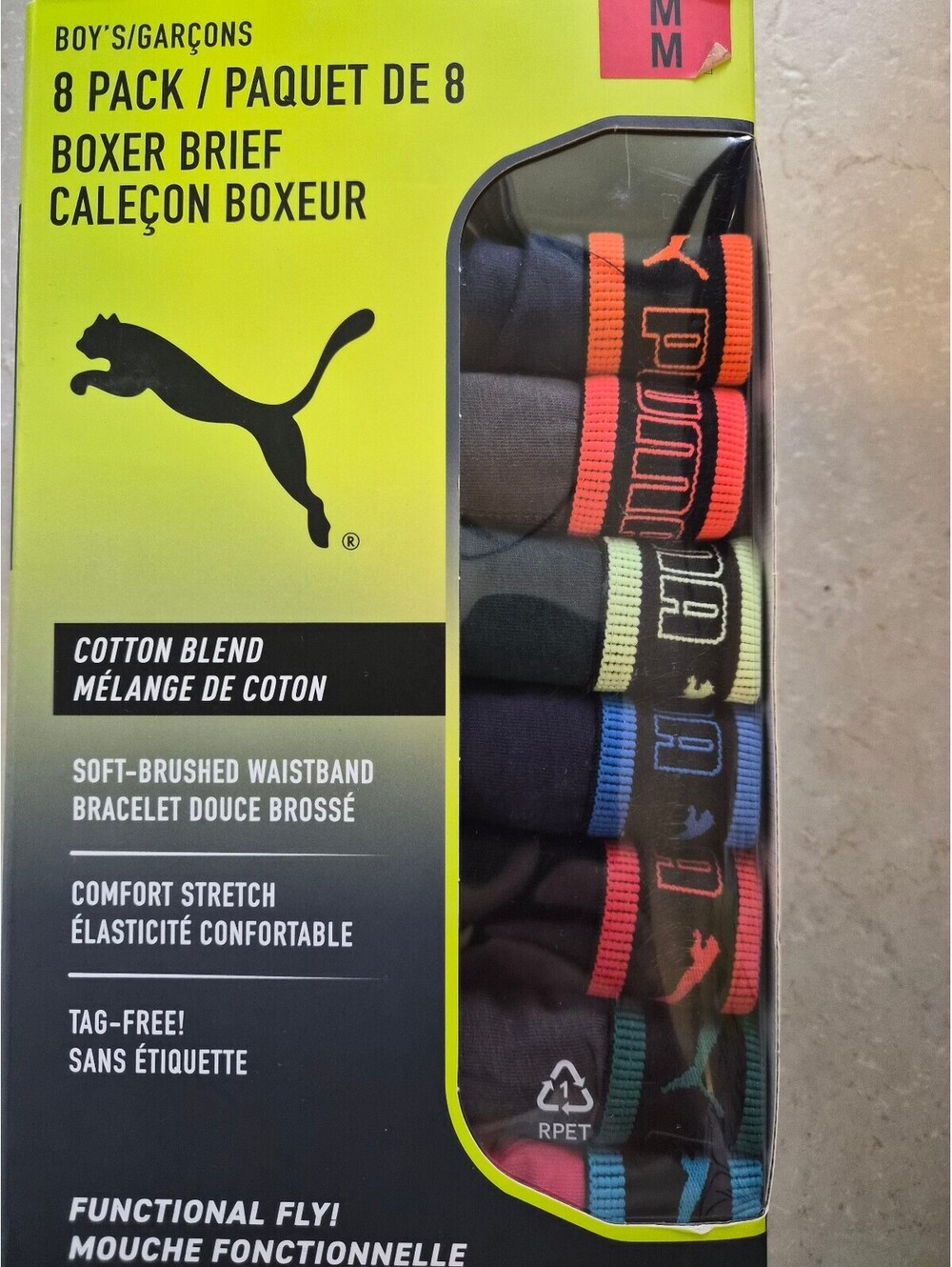 Puma Boys 8 Pack Cotton Blend Boxer Briefs Medium 0223